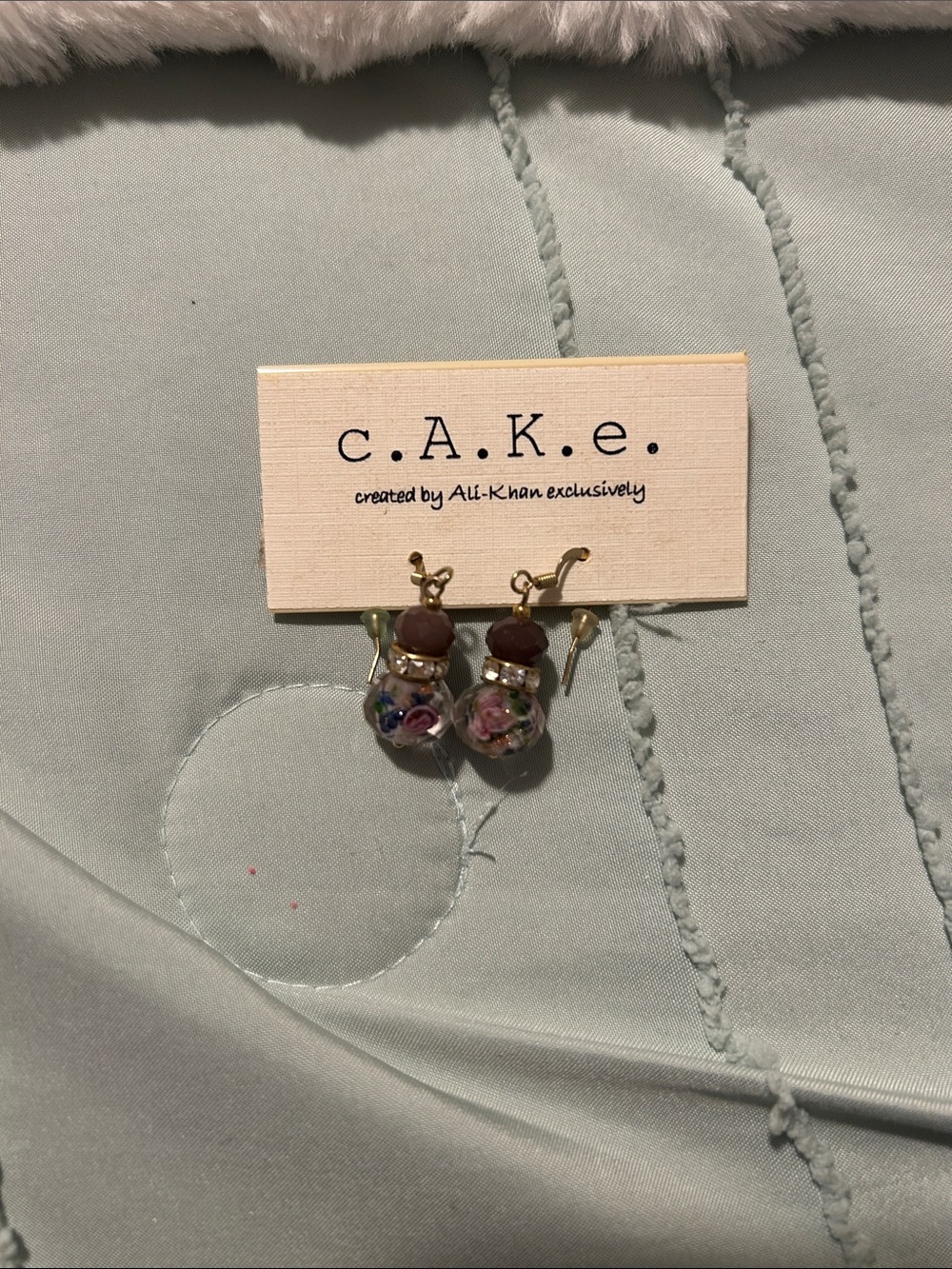 Cake Gold-Tone Floral Globe Earrings with Pink Accents